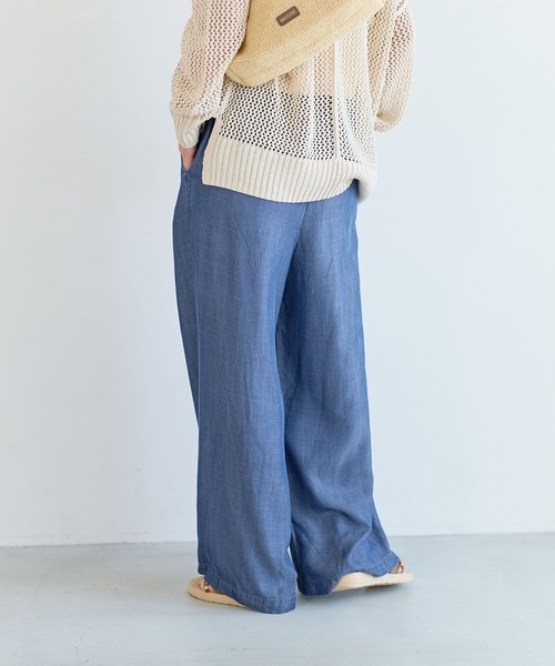 BAYFLOW（ベイフロー）の「[しなやかな素材感]サマーデニムワイドパンツ（デニムパンツ・レディース・サックスブルー/インディゴブルー/ブラック・SMALL/MEDIUM）」の9枚目の写真