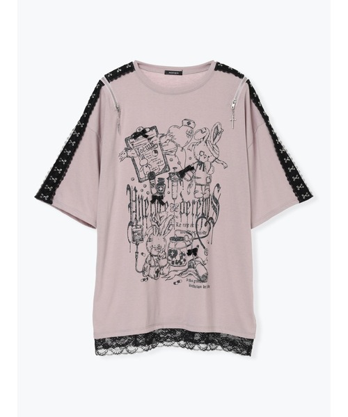 NOEMIE（ノエミー）の「病みうさレースホック肩ジップTシャツ（Tシャツ/カットソー・レディース・ブラック/ピンク・M）」の10枚目の写真