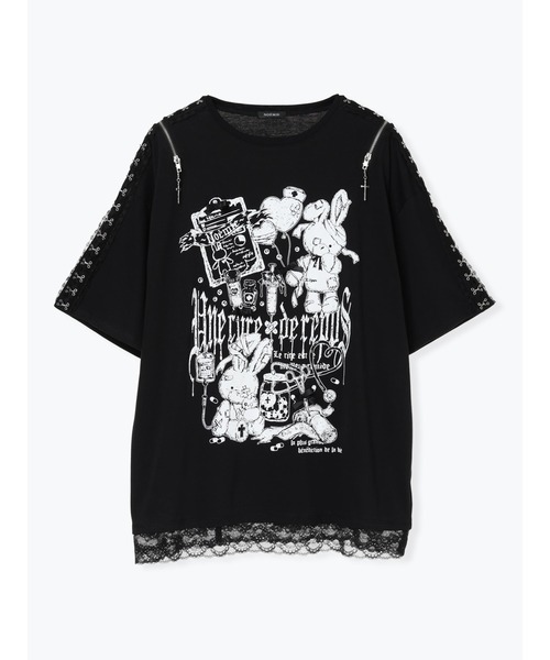 NOEMIE（ノエミー）の「病みうさレースホック肩ジップTシャツ（Tシャツ/カットソー・レディース・ブラック/ピンク・M）」の11枚目の写真