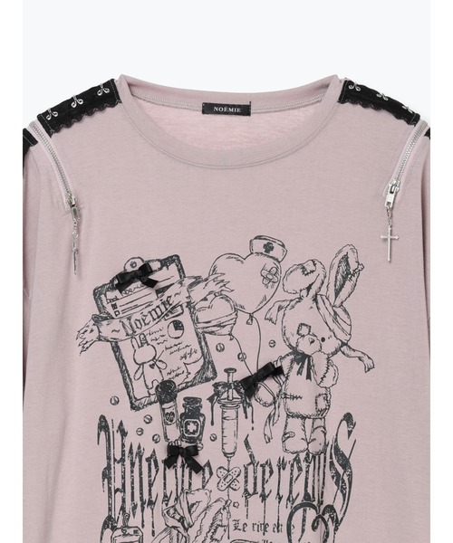 NOEMIE（ノエミー）の「病みうさレースホック肩ジップTシャツ（Tシャツ/カットソー・レディース・ブラック/ピンク・M）」の13枚目の写真