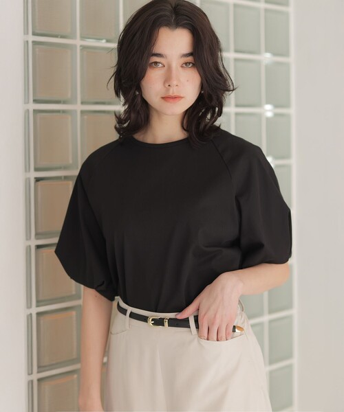 組曲 L(クミキョク オオキイサイズ)の「プレーティング天竺 バルーンスリーブカットソー(Tシャツ/カットソー・レディース・ホワイト系/ブラック系/ライトグレー系・5/6/7)」の17枚目の写真