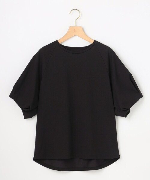組曲 L(クミキョク オオキイサイズ)の「プレーティング天竺 バルーンスリーブカットソー(Tシャツ/カットソー・レディース・ホワイト系/ブラック系/ライトグレー系・5/6/7)」の10枚目の写真