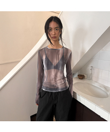 DIAGONAL（ダイアゴナル）の「SMUDGED SEE THROUGH TOP (grey)（Tシャツ/カットソー）」