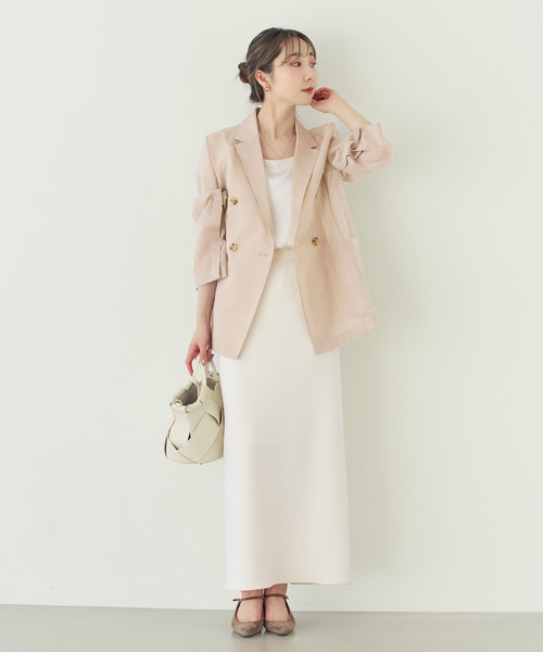 Noble(ノーブル)の「《追加・新色》スリットスリーブシアージャケット(テーラードジャケット・レディース・ベージュ/ブラック/サックスブルー・36/38)」の18枚目の写真