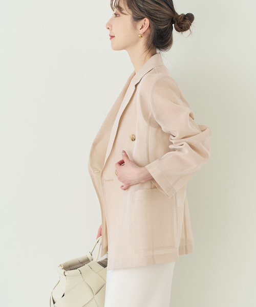 Noble(ノーブル)の「《追加・新色》スリットスリーブシアージャケット(テーラードジャケット・レディース・ベージュ/ブラック/サックスブルー・36/38)」の21枚目の写真