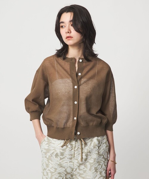 green label relaxing(グリーンレーベルリラクシング)の「シアー カーディガン ニット ウォッシャブル(カーディガン/ボレロ・レディース・レッド/ブラウン/ブラック/ナチュラル・FREE)」の16枚目の写真