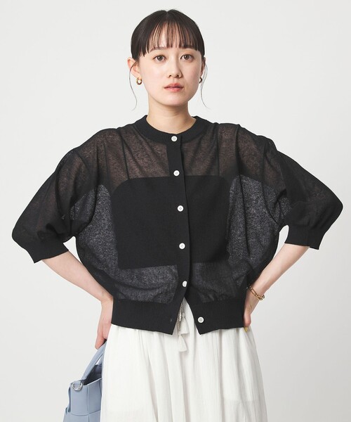 green label relaxing(グリーンレーベルリラクシング)の「シアー カーディガン ニット ウォッシャブル(カーディガン/ボレロ・レディース・レッド/ブラウン/ブラック/ナチュラル・FREE)」の19枚目の写真