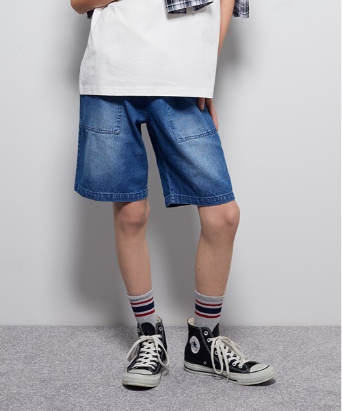 MPS(エムピーエス)の「【MPS】デニムショートパンツ (キッズ / カジュアル / 着回し力 / こなれ感 / 楽ちん)(デニムパンツ・キッズ・ライトインディゴブルー/ダークインディゴブルー/ダークグレー・110/120/130/140/150/160)」の2枚目の写真