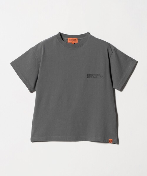 UNIVERSAL OVERALL(ユニバーサルオーバーオール)の「【別注】<UNIVERSAL OVERALL>ロゴ Tシャツ / キッズ 100cm-130cm(Tシャツ/カットソー・キッズ・グレー系/ブラック・S(120-130cm)/XS(100-110cm))」の1枚目の写真