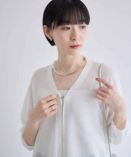 Paradise Picnic（パラダイスピクニック）の「Vネックジップアップカーディガン（カーディガン/ボレロ・レディース・ホワイト/ミント/ブラック・FREE）」の8枚目の写真