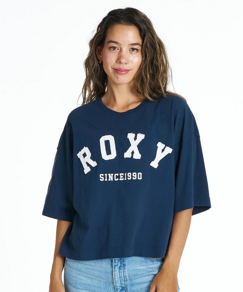 ROXY(ロキシー)の「ROXY/ロキシー 半袖 Tシャツ ロゴ アップリケ カットオフ SUNVIBES RST262033(Tシャツ/カットソー・レディース・ベージュ/ネイビー/ホワイト・L/M)」の3枚目の写真