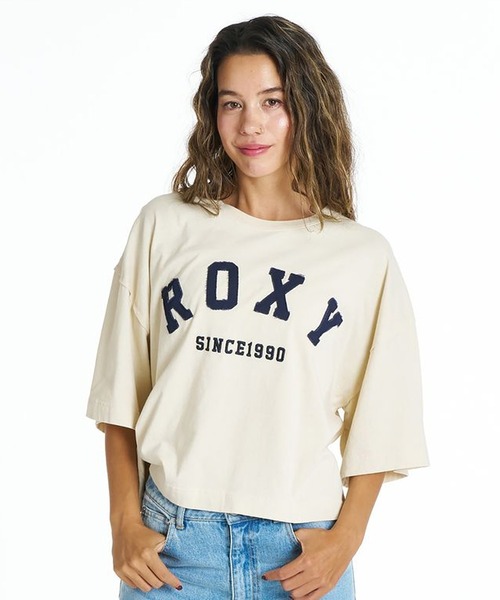 ROXY(ロキシー)の「ROXY/ロキシー 半袖 Tシャツ ロゴ アップリケ カットオフ SUNVIBES RST262033(Tシャツ/カットソー・レディース・ベージュ/ネイビー/ホワイト・L/M)」の7枚目の写真