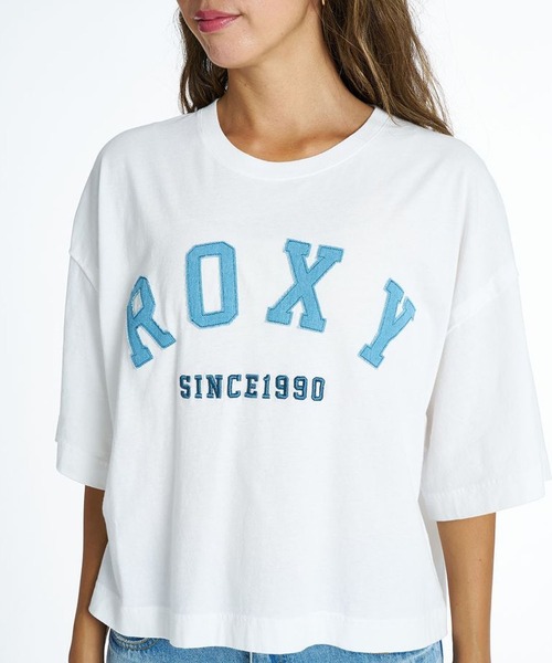 ROXY(ロキシー)の「ROXY/ロキシー 半袖 Tシャツ ロゴ アップリケ カットオフ SUNVIBES RST262033(Tシャツ/カットソー・レディース・ベージュ/ネイビー/ホワイト・L/M)」の6枚目の写真