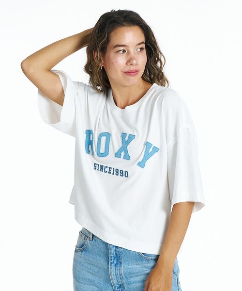 ROXY(ロキシー)の「ROXY/ロキシー 半袖 Tシャツ ロゴ アップリケ カットオフ SUNVIBES RST262033(Tシャツ/カットソー・レディース・ベージュ/ネイビー/ホワイト・L/M)」の4枚目の写真