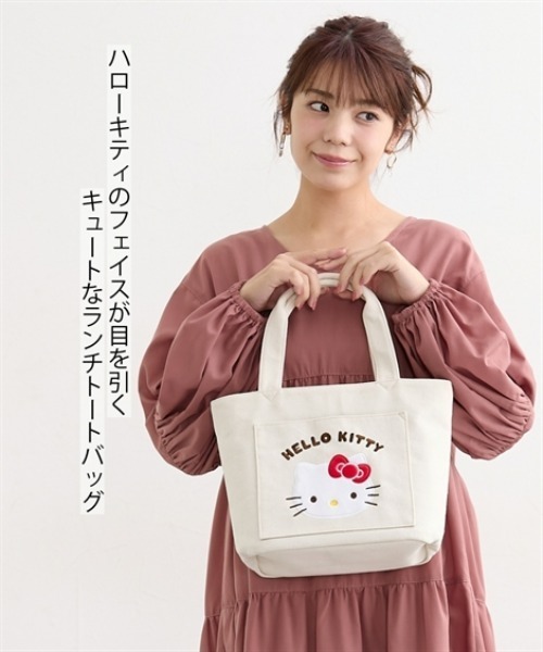 sanrio(サンリオ)の「Hello Kitty(ハローキティ)11ポケットシンプルキャンバスランチトートバッグ(トートバッグ・レディース・アイボリー/ブラック/レッド・FREE)」の14枚目の写真