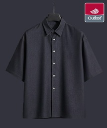 【温度調整素材】アウトラストデニム ショートスリーブシャツ |夏服/体温調整機能/イージーケア/伸縮性/防シワ