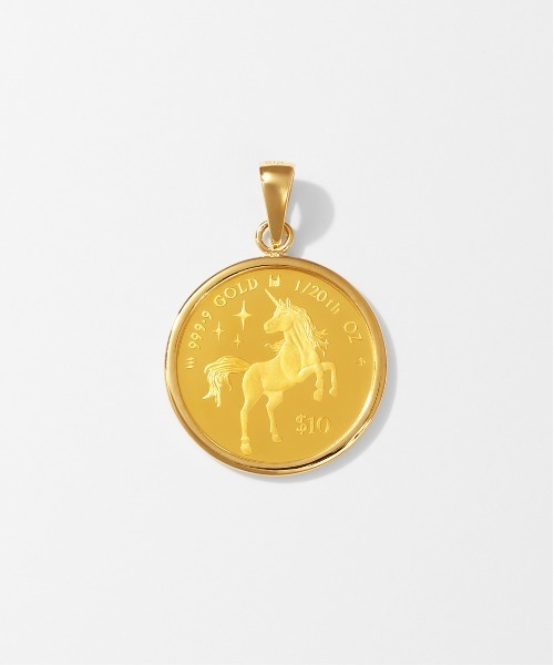 K24/K18 コイン ペンダント トップ（Unicorn Coin）1/20（ネックレス 