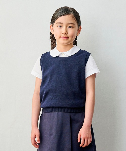 CHOPIN(ショパン)の「【 お受験 冠婚葬祭 】クルーネックコットンベスト(90~130cm)(ベスト・キッズ・ネイビー・130cm/120cm/110cm/100cm/90cm)」の1枚目の写真