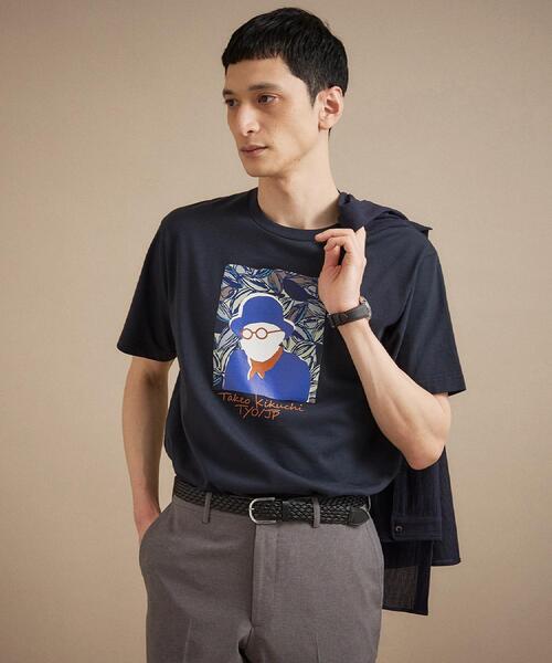 TAKEO KIKUCHI(タケオキクチ)の「ポートレートアートTシャツ(Tシャツ/カットソー・メンズ・ホワイト/グリーン系/ネイビー/オレンジ・04/03/02/01)」の3枚目の写真