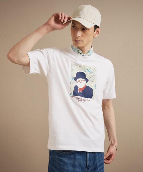TAKEO KIKUCHI(タケオキクチ)の「ポートレートアートTシャツ(Tシャツ/カットソー・メンズ・ホワイト/グリーン系/ネイビー/オレンジ・04/03/02/01)」の1枚目の写真