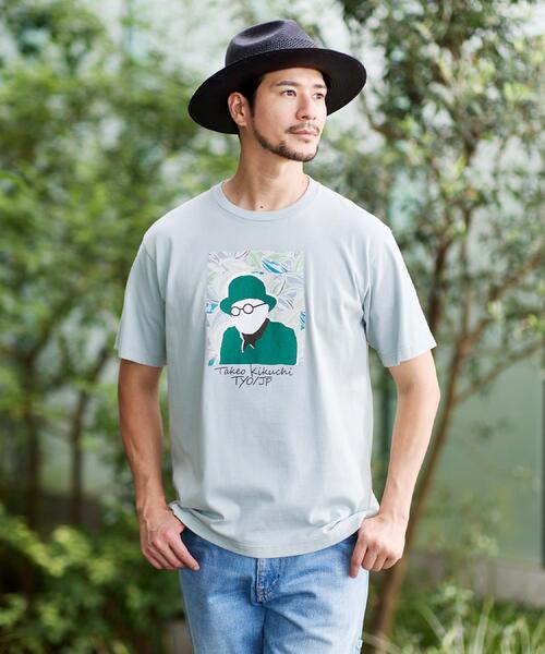 TAKEO KIKUCHI(タケオキクチ)の「ポートレートアートTシャツ(Tシャツ/カットソー・メンズ・ホワイト/グリーン系/ネイビー/オレンジ・04/03/02/01)」の5枚目の写真