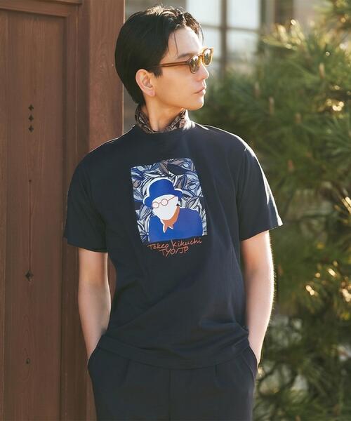 TAKEO KIKUCHI(タケオキクチ)の「ポートレートアートTシャツ(Tシャツ/カットソー・メンズ・ホワイト/グリーン系/ネイビー/オレンジ・04/03/02/01)」の6枚目の写真