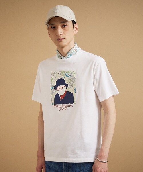 TAKEO KIKUCHI(タケオキクチ)の「ポートレートアートTシャツ(Tシャツ/カットソー・メンズ・ホワイト/グリーン系/ネイビー/オレンジ・04/03/02/01)」の7枚目の写真