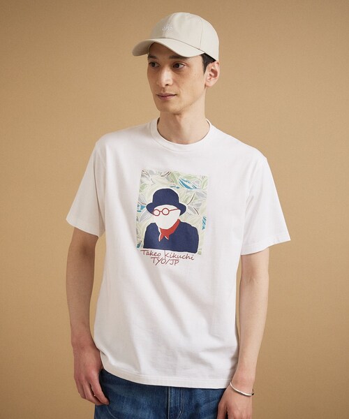 TAKEO KIKUCHI(タケオキクチ)の「ポートレートアートTシャツ(Tシャツ/カットソー・メンズ・ホワイト/グリーン系/ネイビー/オレンジ・04/03/02/01)」の8枚目の写真