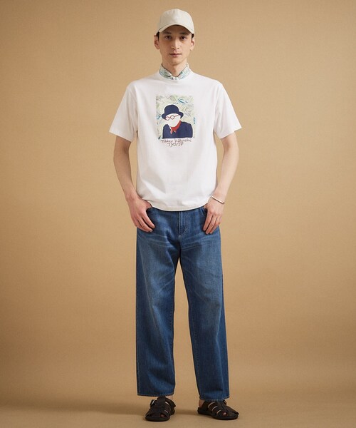 TAKEO KIKUCHI(タケオキクチ)の「ポートレートアートTシャツ(Tシャツ/カットソー・メンズ・ホワイト/グリーン系/ネイビー/オレンジ・04/03/02/01)」の9枚目の写真
