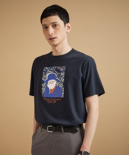 TAKEO KIKUCHI(タケオキクチ)の「ポートレートアートTシャツ(Tシャツ/カットソー・メンズ・ホワイト/グリーン系/ネイビー/オレンジ・04/03/02/01)」の15枚目の写真