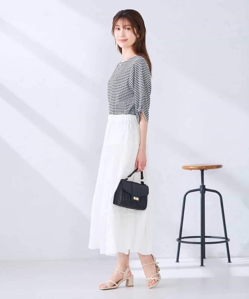 a.v.v（アーヴェヴェ）の「ボーダー楊柳袖デザインカットソー（Tシャツ/カットソー・レディース・ライトピンク/ネイビー/アイボリー・38/40）」の18枚目の写真