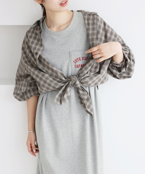 IENA(イエナ)の「BLACK ミニ裏毛ロングワンピース(ワンピース・レディース・ライトグレー・38/36)」の5枚目の写真