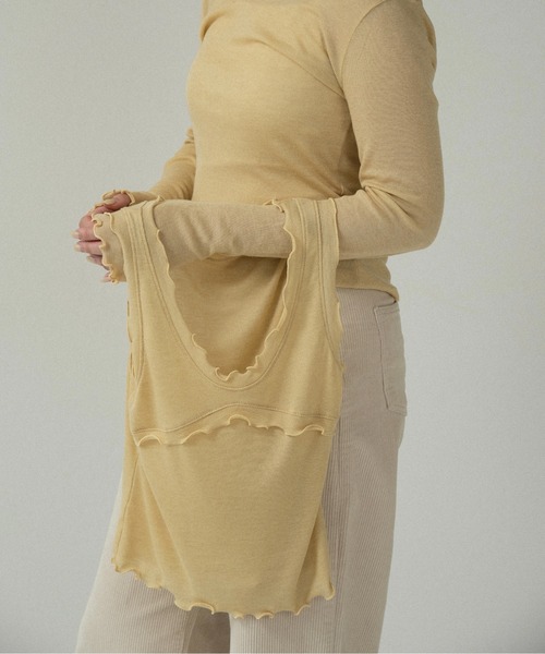 lawgy(ラウジー)の「mellow trim bustier seam tank top / メロウトリムビスチェシームタンクトップ(タンクトップ・レディース・チャコール/イエロー系/アイボリー・FREE)」の1枚目の写真