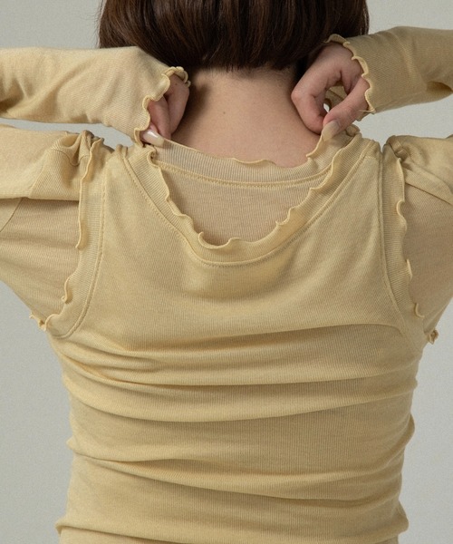 lawgy(ラウジー)の「mellow trim bustier seam tank top / メロウトリムビスチェシームタンクトップ(タンクトップ・レディース・チャコール/イエロー系/アイボリー・FREE)」の16枚目の写真