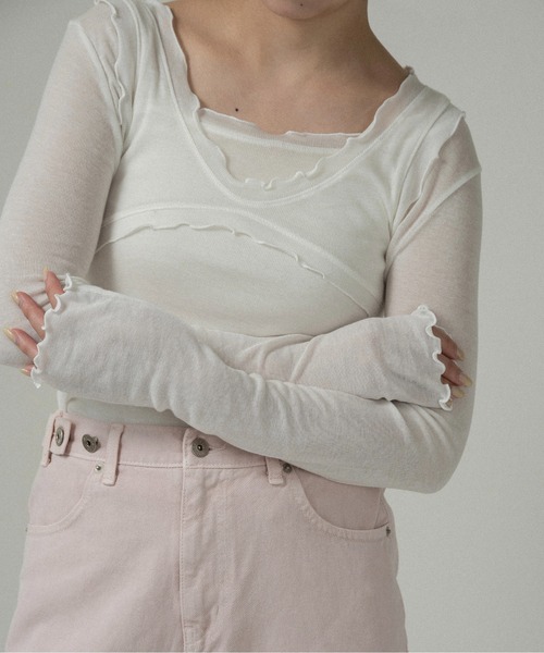 lawgy(ラウジー)の「mellow trim bustier seam tank top / メロウトリムビスチェシームタンクトップ(タンクトップ・レディース・チャコール/イエロー系/アイボリー・FREE)」の5枚目の写真