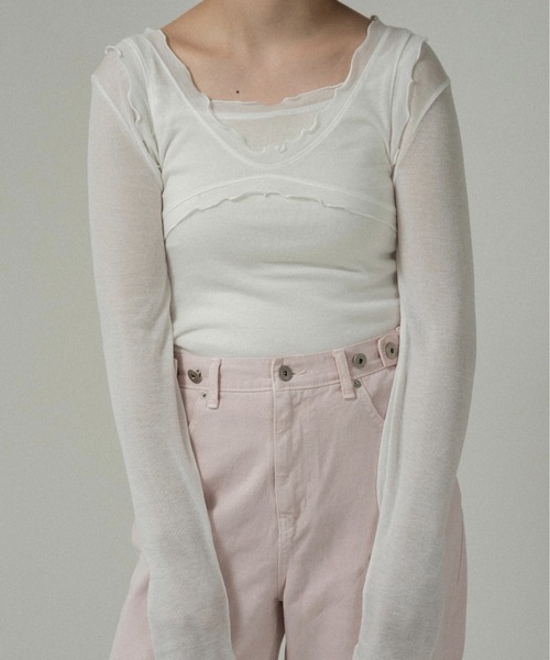 lawgy(ラウジー)の「mellow trim bustier seam tank top / メロウトリムビスチェシームタンクトップ(タンクトップ・レディース・チャコール/イエロー系/アイボリー・FREE)」の6枚目の写真