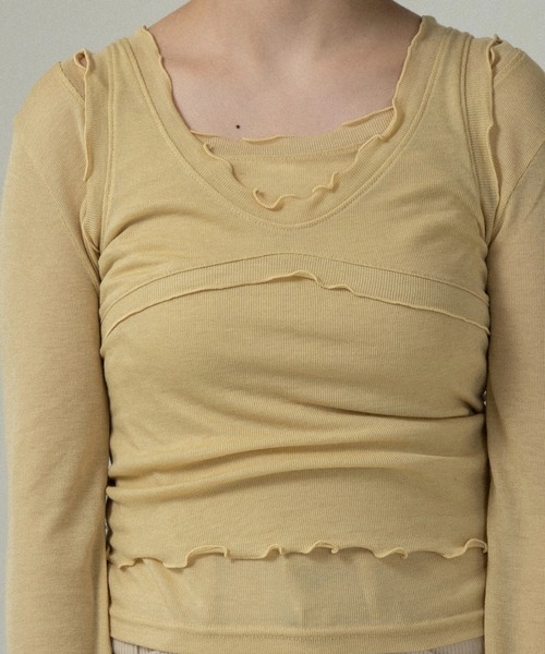 lawgy(ラウジー)の「mellow trim bustier seam tank top / メロウトリムビスチェシームタンクトップ(タンクトップ・レディース・チャコール/イエロー系/アイボリー・FREE)」の15枚目の写真