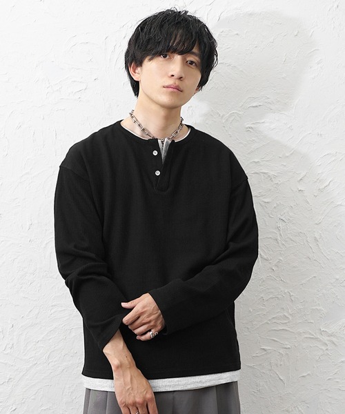 MinoriTY(マイノリティ)の「【MinoriTY】ダブルヘンリーロングTシャツ メンズ 春服 夏服 ユニセックス(Tシャツ/カットソー・メンズ・ブラック/ブラウン/グレー・L/M)」の9枚目の写真
