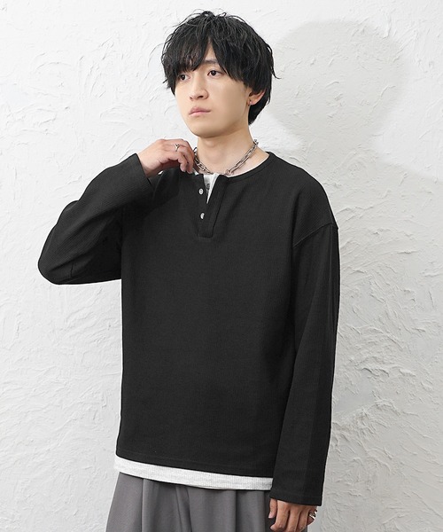 MinoriTY(マイノリティ)の「【MinoriTY】ダブルヘンリーロングTシャツ メンズ 春服 夏服 ユニセックス(Tシャツ/カットソー・メンズ・ブラック/ブラウン/グレー・L/M)」の10枚目の写真