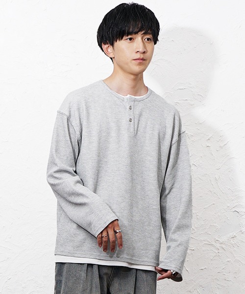 MinoriTY(マイノリティ)の「【MinoriTY】ダブルヘンリーロングTシャツ メンズ 春服 夏服 ユニセックス(Tシャツ/カットソー・メンズ・ブラック/ブラウン/グレー・L/M)」の13枚目の写真