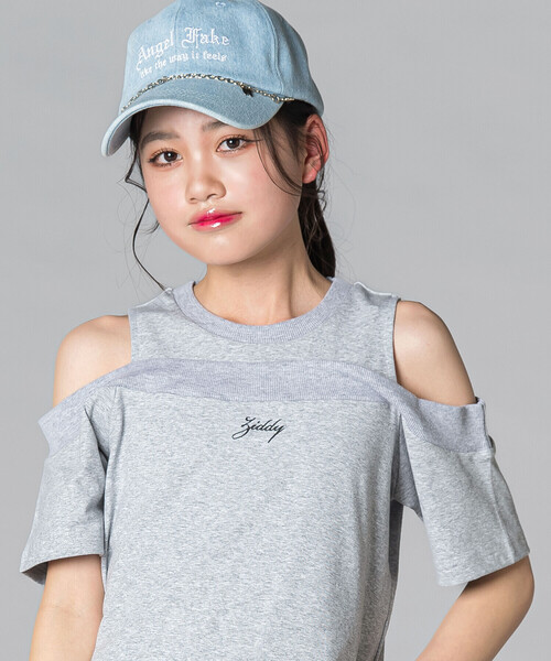 ZIDDY(ジディ)の「オフショルダートップス&スカートSET(130~160cm)(セットアップ・キッズ・グレー/ブラック・130cm/140cm/FREE/150cm)」の8枚目の写真