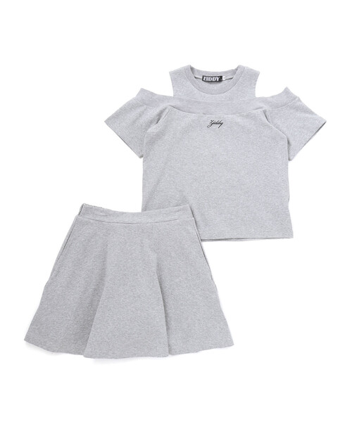 ZIDDY(ジディ)の「オフショルダートップス&スカートSET(130~160cm)(セットアップ・キッズ・グレー/ブラック・130cm/140cm/FREE/150cm)」の13枚目の写真