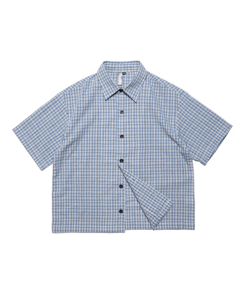 Checker Crop Shirt — голубая