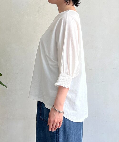 un dix cors（アンディコール）の「接触冷感シャーリング袖プルオーバー（Tシャツ/カットソー・レディース・オレンジ/オフホワイト/ブルー/ブラック・FREE）」の12枚目の写真