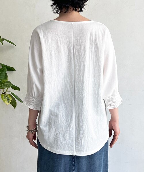 un dix cors（アンディコール）の「接触冷感シャーリング袖プルオーバー（Tシャツ/カットソー・レディース・オレンジ/オフホワイト/ブルー/ブラック・FREE）」の13枚目の写真
