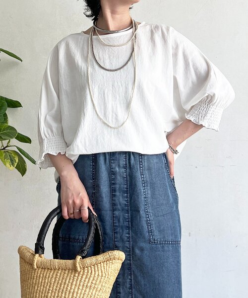 un dix cors（アンディコール）の「接触冷感シャーリング袖プルオーバー（Tシャツ/カットソー・レディース・オレンジ/オフホワイト/ブルー/ブラック・FREE）」の17枚目の写真
