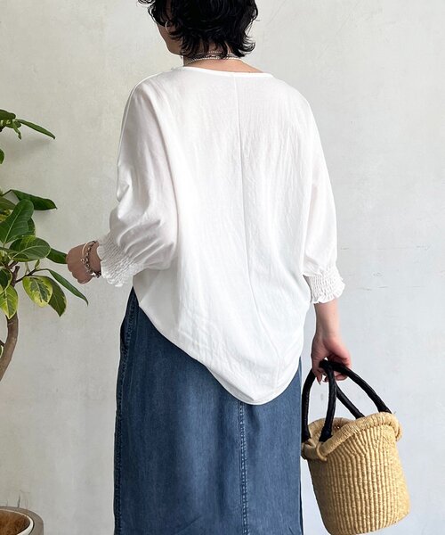 un dix cors（アンディコール）の「接触冷感シャーリング袖プルオーバー（Tシャツ/カットソー・レディース・オレンジ/オフホワイト/ブルー/ブラック・FREE）」の18枚目の写真