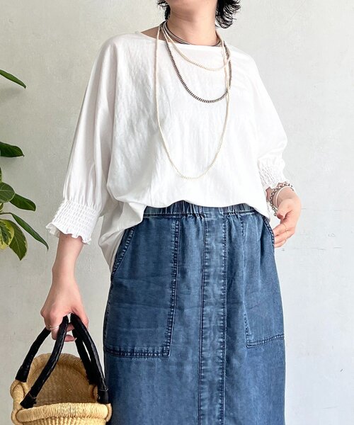 un dix cors（アンディコール）の「接触冷感シャーリング袖プルオーバー（Tシャツ/カットソー・レディース・オレンジ/オフホワイト/ブルー/ブラック・FREE）」の20枚目の写真