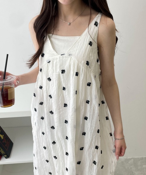 セール】WEGO/【26年春夏新作】楊柳刺繍キャミワンピ（ワンピース