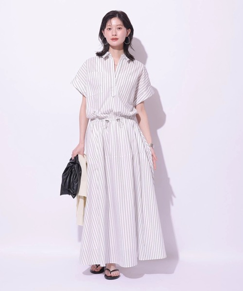 新品タグ付き アルページュストーリー 半袖ドロストシャツワンピース S 半袖ドロストシャツワンピース（ワンピース）｜Arpege story